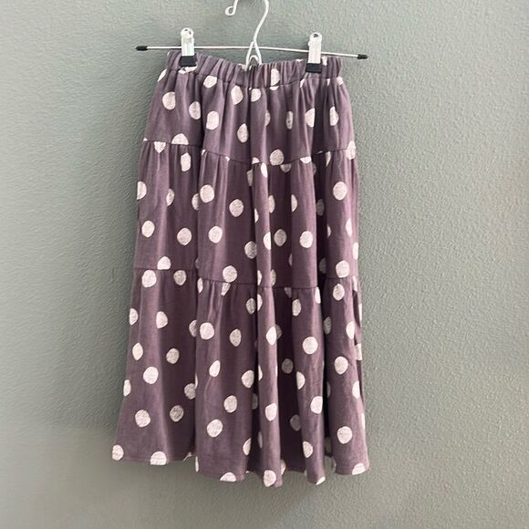 NWT Rylee and Cru Girls Maxi Skirt Polka Dot Sz 6/7 Linen Blend - Picture 1 of 8
